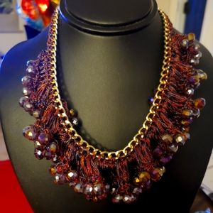 Deep Purple chain/thread/shiny beads necklace